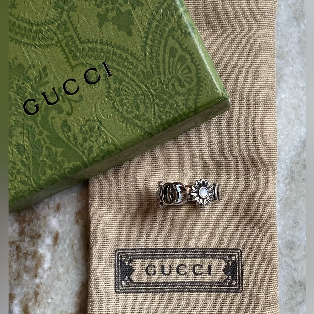 GENUINE GUCCI STERLING LOGO AND FLOWER BAND